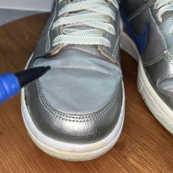 NIKE Dunk Low Floral Shoes GS 6Y Womens 7.5 309601-042 Metallic Silver Blue Moon - Picture 10 of 16